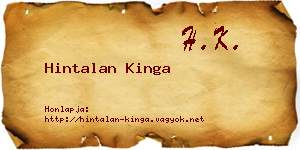 Hintalan Kinga névjegykártya
